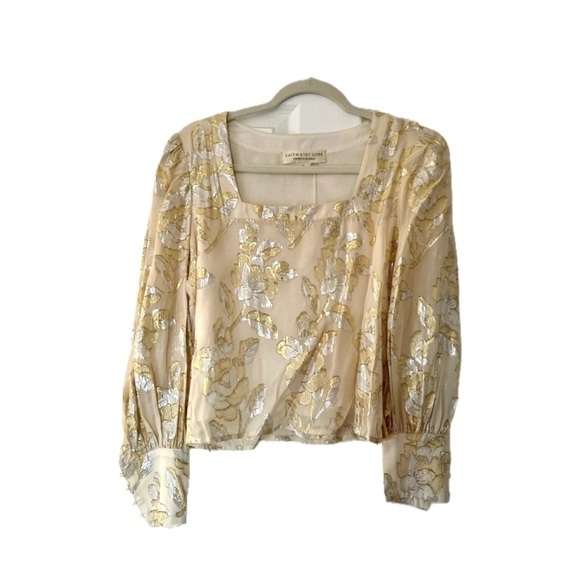 Anthropologie Beige Floral Top - Picture 3 of 9